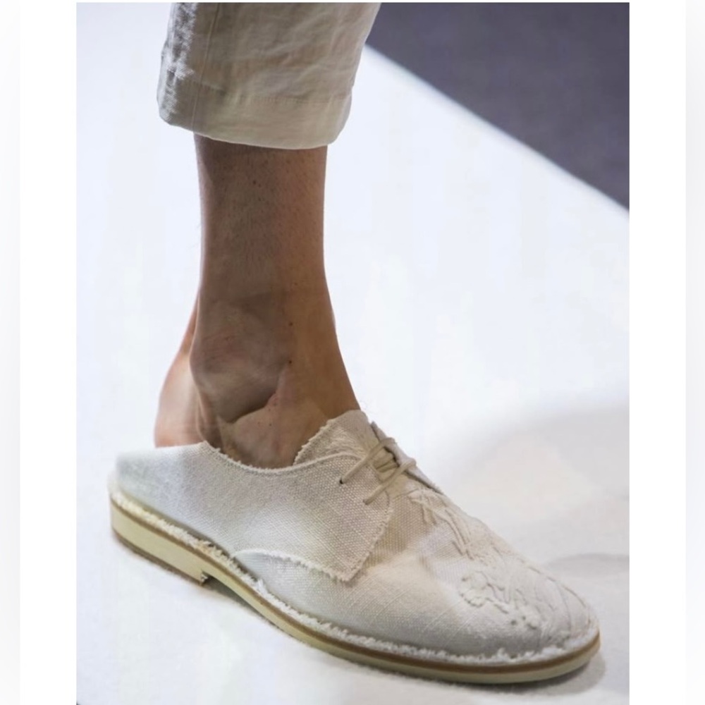 Ann Demeulemeester Mens Linen Oxford Lace up Summer Shoe Mens EU 45 US 11.5
